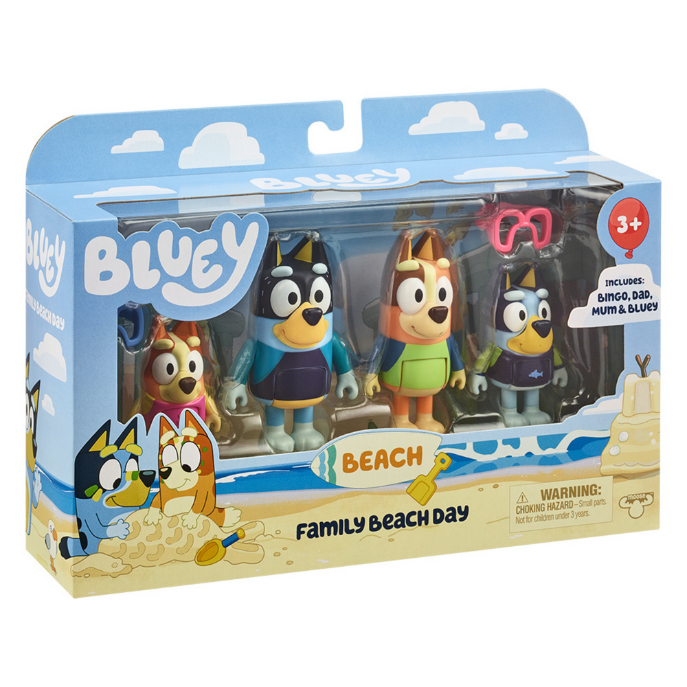 Bluey set 4 personaggi beach