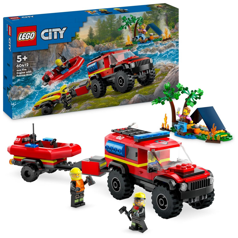 Lego City 60412 - Fuoristrada antincendio e gommone di salvataggio