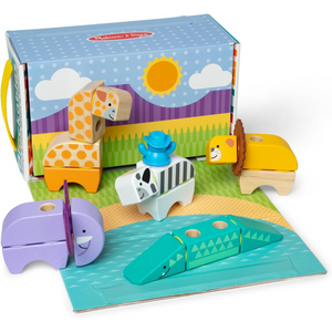 Melissa & Doug Blockables Safari Blocchi Costruzione In Legno