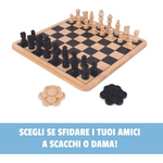 Scacchi Dama e Tris Scacchiera in Legno 3 in 1