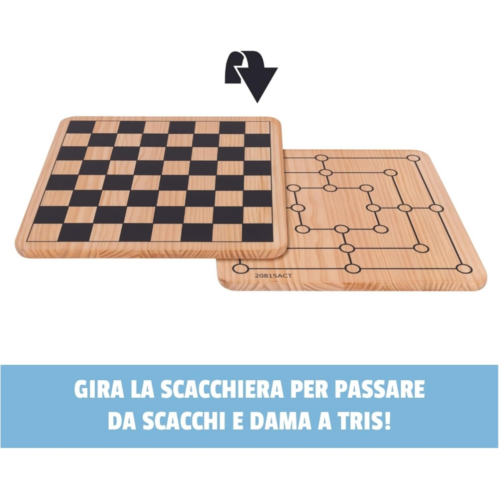 Scacchi Dama e Tris Scacchiera in Legno 3 in 1