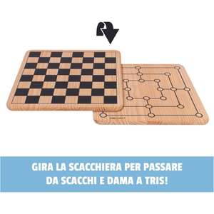 Scacchi Dama e Tris Scacchiera in Legno 3 in 1