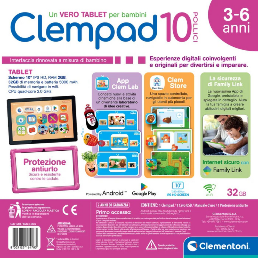 Tablet Educativo Clempad 10" 3/6 anni