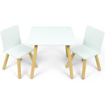 Tavolino con 2 sedie in legno Bianco