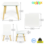Tavolino con 2 sedie in legno Bianco