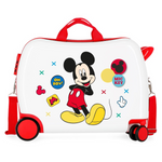 Trolley Cavalcabile 4 Ruote Mickey Mouse Enjoy The Day Bianco