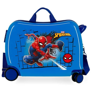 Trolley Cavalcabile 4 Ruote Spiderman Azzurro