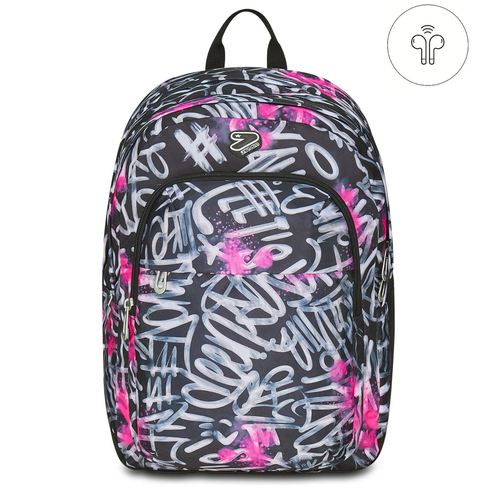Zaino Seven Pro XXL Detach Jet Black Girl con Auricolari Wireless