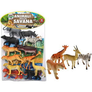 Busta animali della savana 12 pezzi