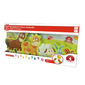 Puzzle numeri e animali della fattoria - Hape