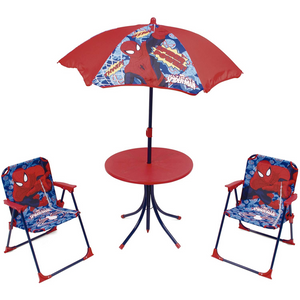 Set Camping Spiderman 4 pezzi Tavolo con Ombrellone e Sedie