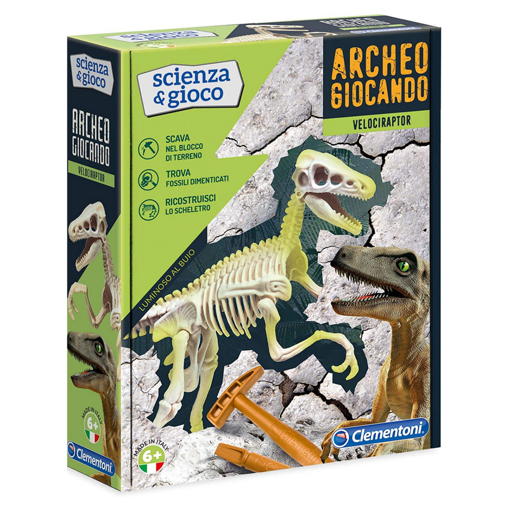 Velociraptor luminoso al buio Archeogiocando